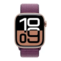 Apple Watch Series 10, 46 мм, корпус из алюминия цвета «розовое золото», спортивный ремешок Loop сливового цвета