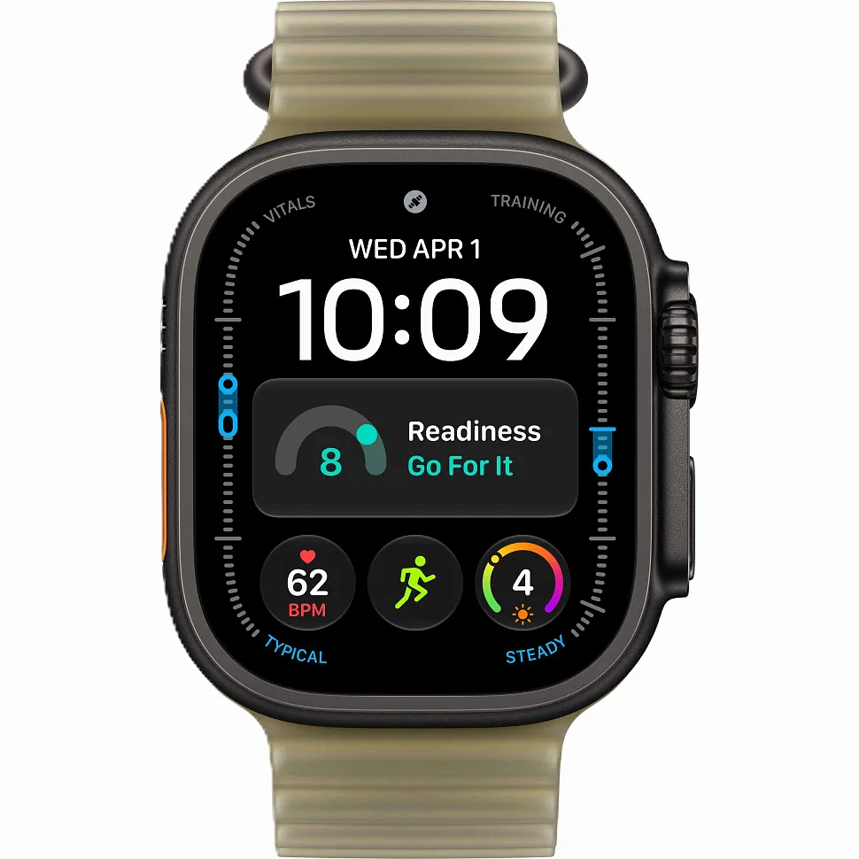 Apple Watch Ultra 4 GPS + Cellular, 49 мм, корпус из чёрного титана, ремешок Ocean цвета «полупрозрачная ламинария»