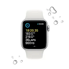 Apple Watch SE (2022), 40 мм, корпус из алюминия серебристого цвета, спортивный ремешок белого цвета