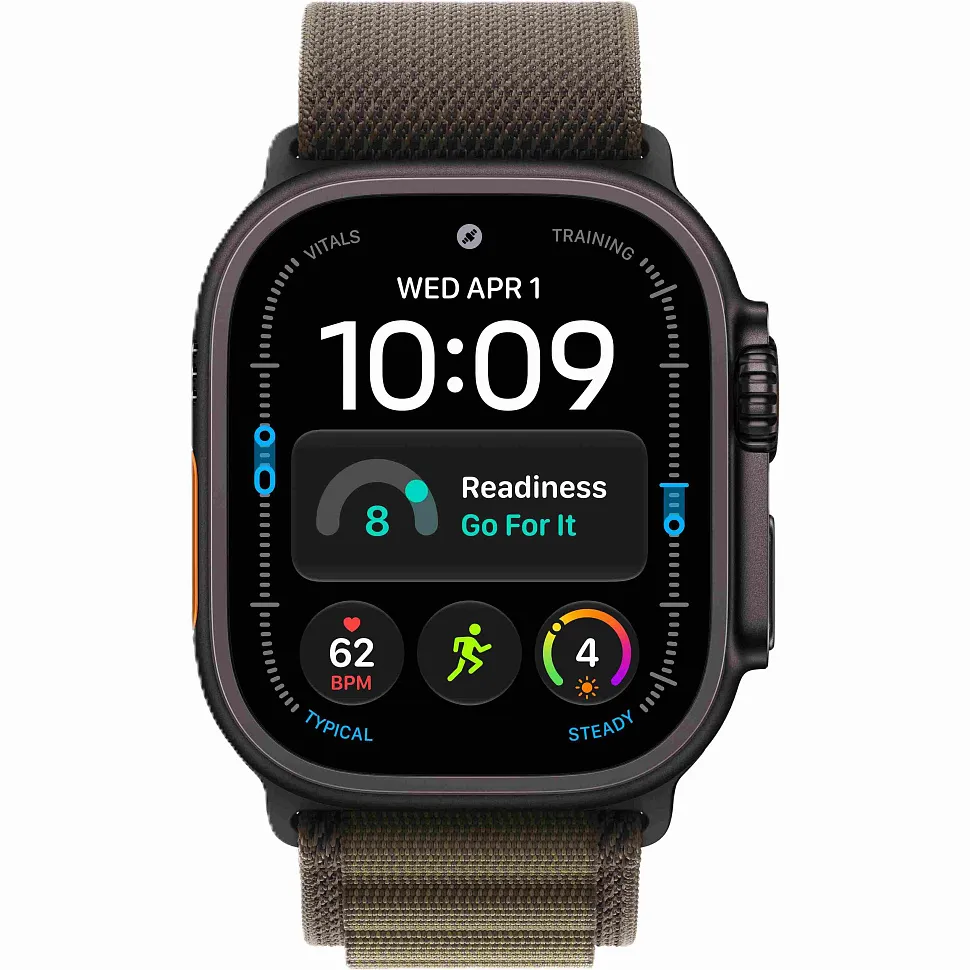 Apple Watch Ultra 4 GPS + Cellular, 49 мм, корпус из чёрного титана, ремешок Alpine тёмно-оливкового цвета