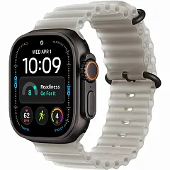 Apple Watch Ultra 4 GPS + Cellular, 49 мм, корпус из чёрного титана, ремешок Ocean цвета «полупрозрачный серый»