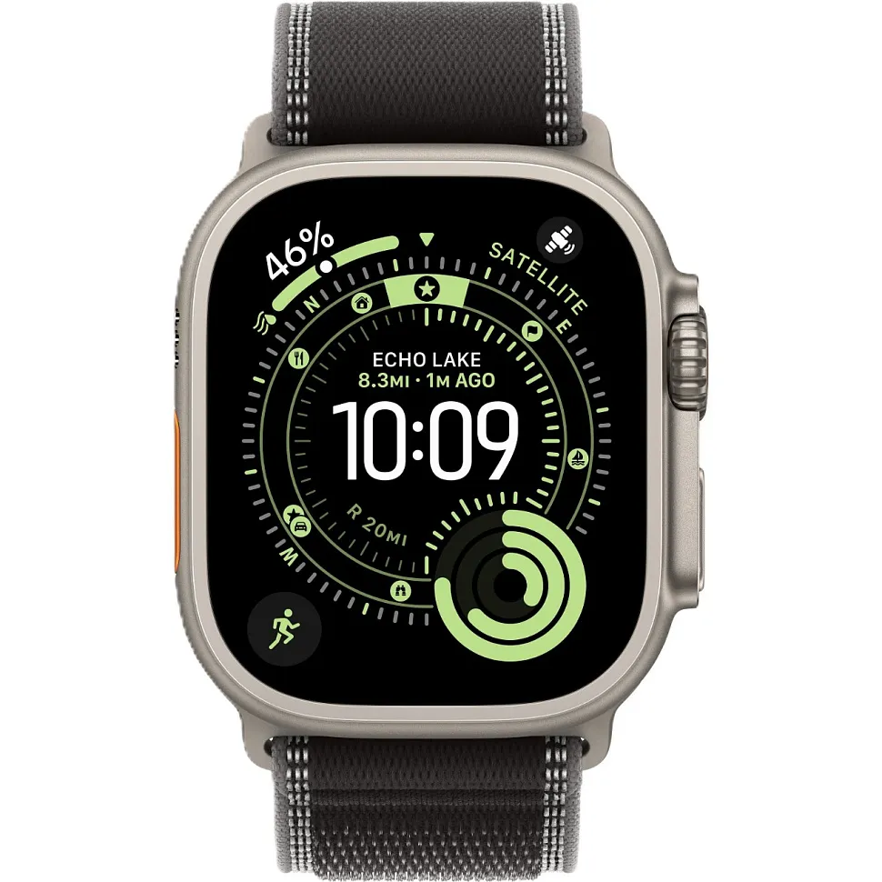Apple Watch Ultra 3 GPS + Cellular, 49 мм, корпус из титана, ремешок Trail чёрного/угольного цвета