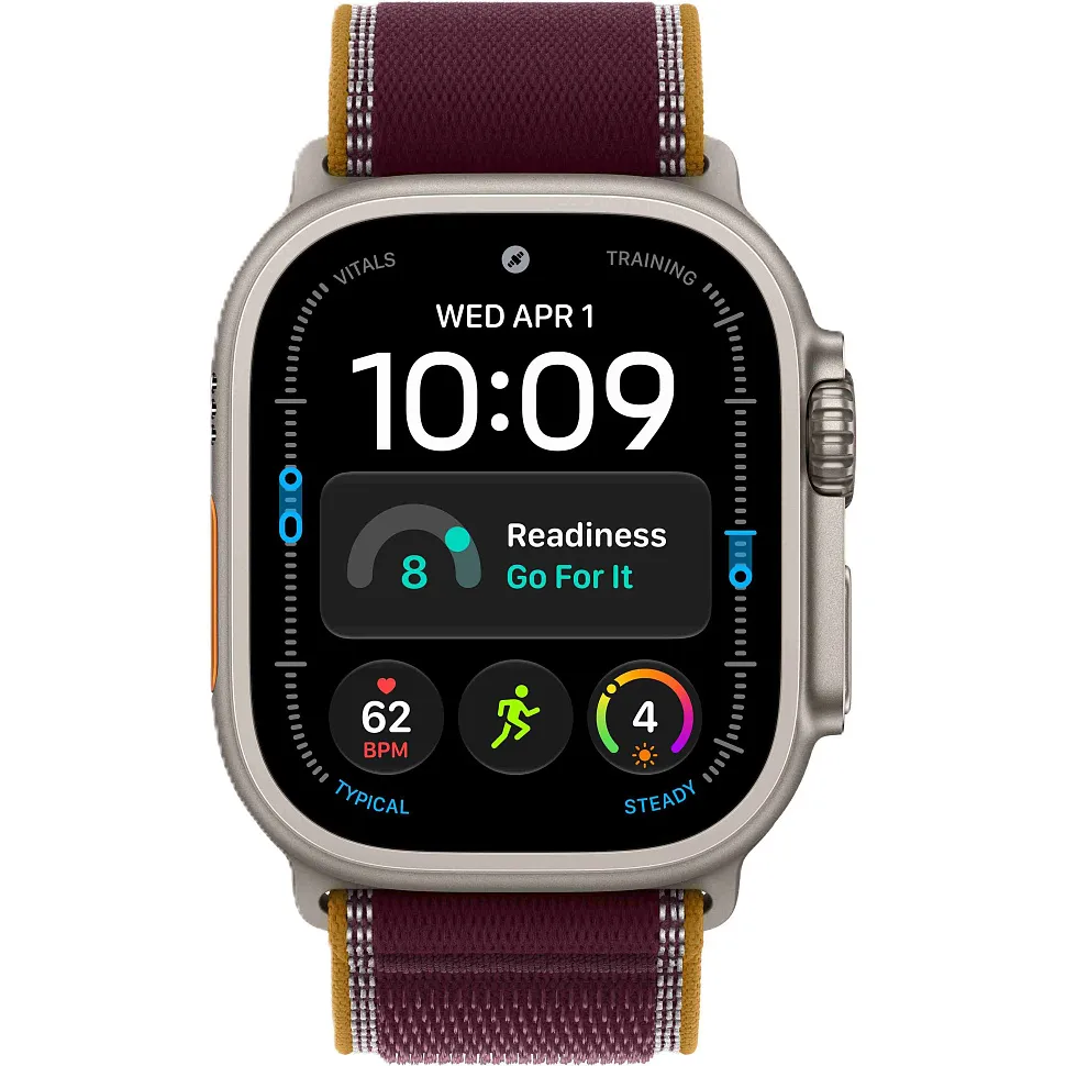 Apple Watch Ultra 4 GPS + Cellular, 49 мм, корпус из титана, ремешок Trail цвета «бургунди»