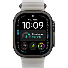 Apple Watch Ultra 4 GPS + Cellular, 49 мм, корпус из чёрного титана, ремешок Ocean цвета «полупрозрачный серый»