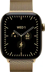 Apple Watch Series 12, 46 мм, корпус из титана цвета «Сияющее золото», ремешок Milanese цвета «Сияющее золото»
