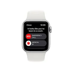 Apple Watch SE (2022), 40 мм, корпус из алюминия серебристого цвета, спортивный ремешок белого цвета