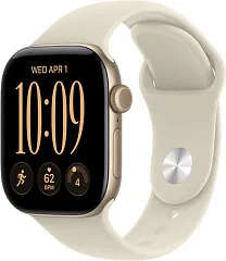 Apple Watch Series 12, 42 мм, корпус из алюминия цвета «светлое золото», спортивный ремешок песочного цвета