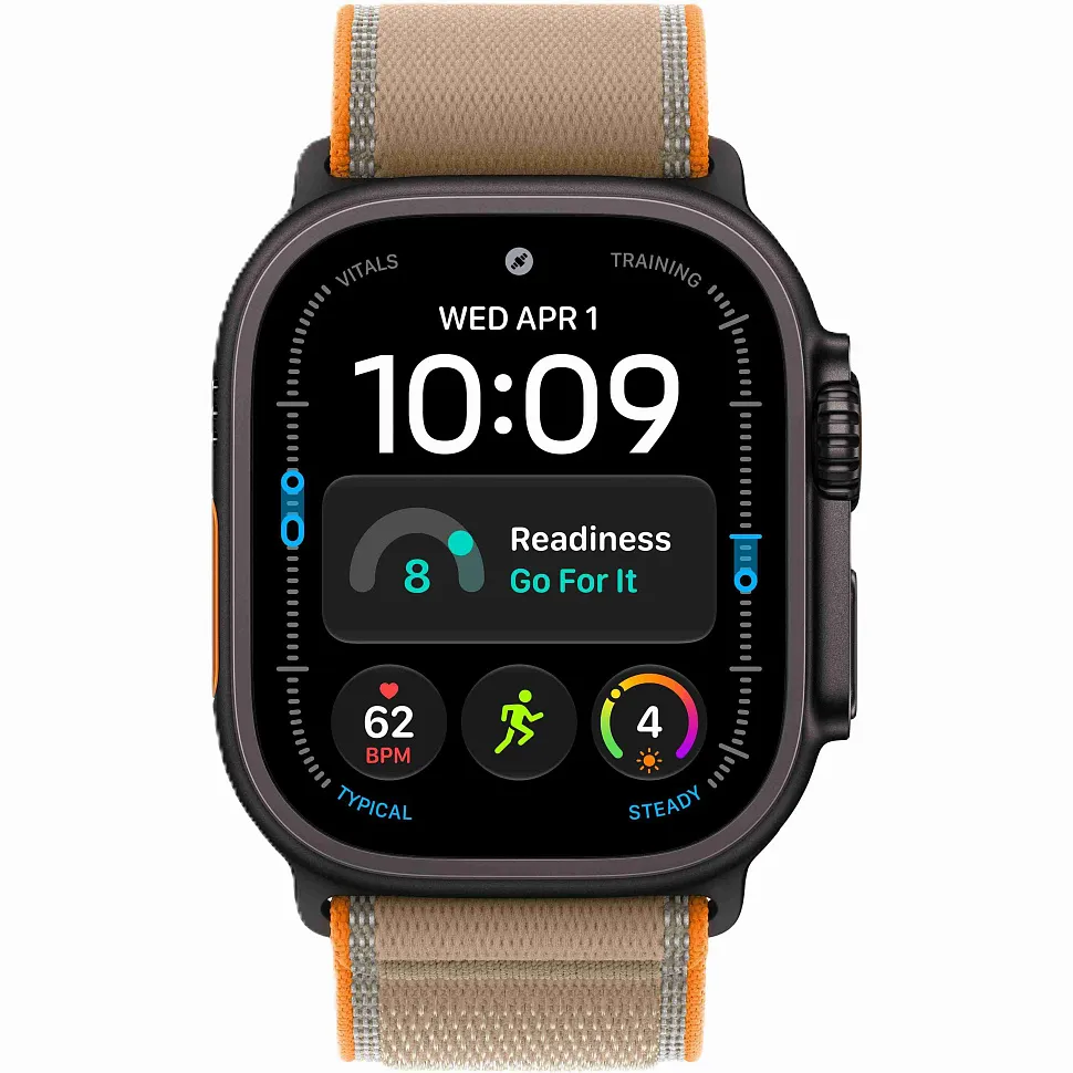 Apple Watch Ultra 4 GPS + Cellular, 49 мм, корпус из чёрного титана, ремешок Trail песочного цвета