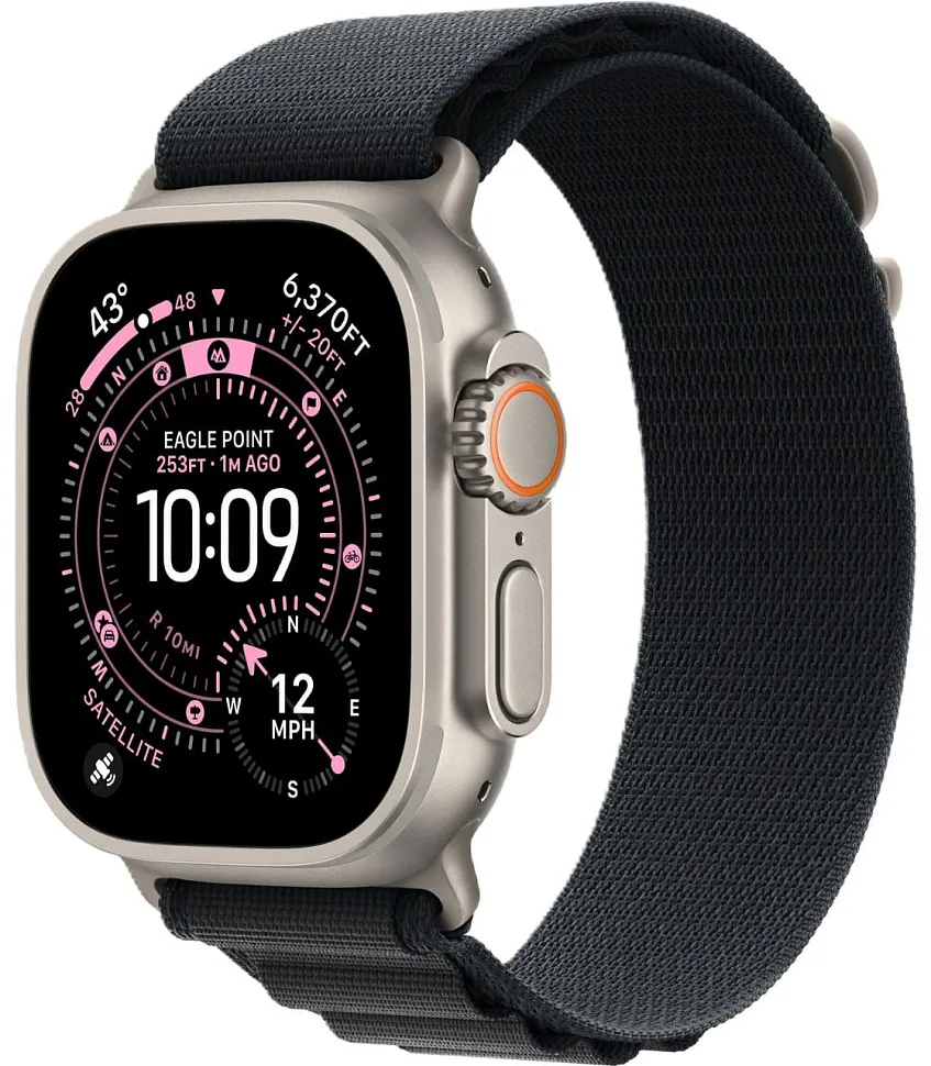 Apple Watch Ultra 3 GPS + Cellular, 49 мм, корпус из титана, ремешок Alpine чёрного цвета