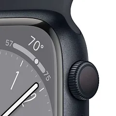 Apple Watch Series 8, 45 мм, корпус из алюминия цвета «тёмная ночь», спортивный ремешок «тёмная ночь»