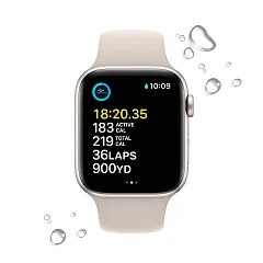 Apple Watch SE (2022), 44 мм, корпус из алюминия цвета «сияющая звезда», спортивный ремешок «сияющая звезда»