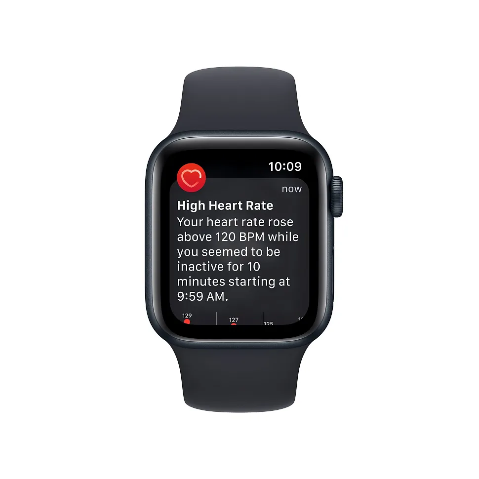 Apple Watch SE (2022), 40 мм, корпус из алюминия цвета «тёмная ночь», спортивный ремешок «тёмная ночь»