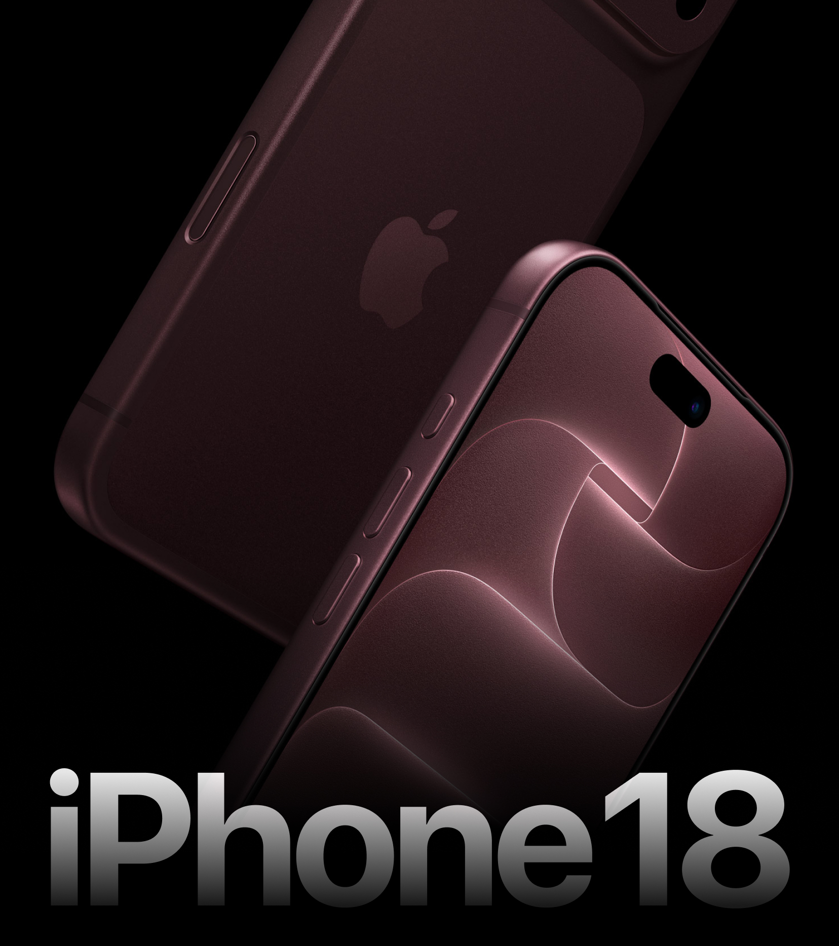 two iphones 18 back to back on black backdrop